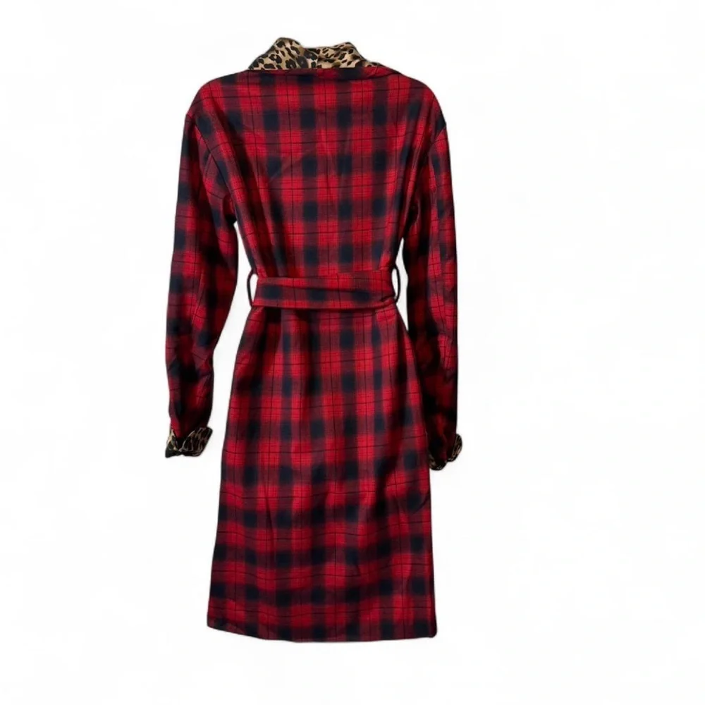 Plaid Leopard Contrast Coat - Picture 3 of 16